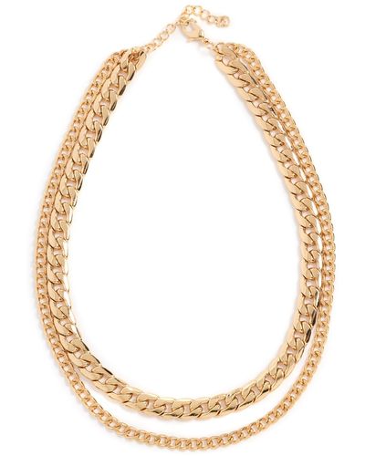 Argento Vivo 2 Layer Curb Chain Necklace - White