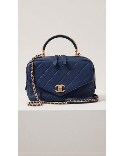 Chanel Blue Quilted Caviar 'CC' Box Flap Bag Q6B3A60FBB000