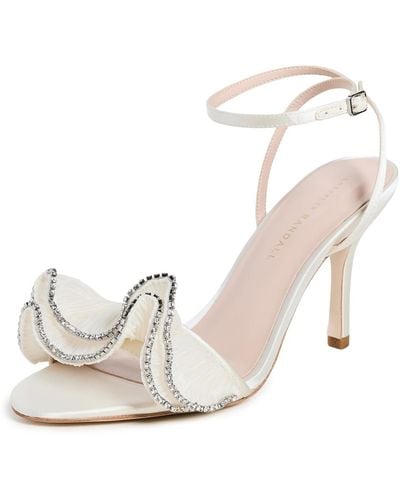 Loeffler Randall Estella Pleated Ruffle High Heel Sandals With Ankle Strap - White