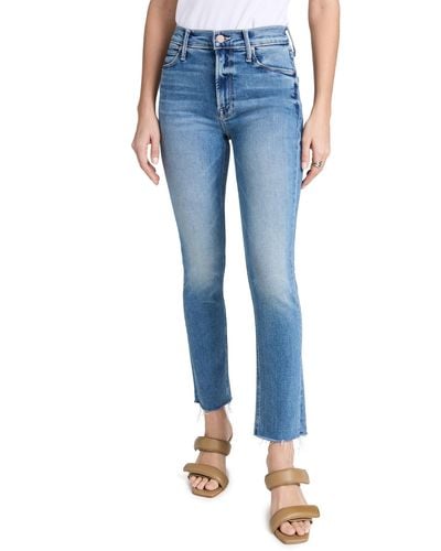 Mother Mid Rise Dazzler Ankle Fray Jeans - Blue