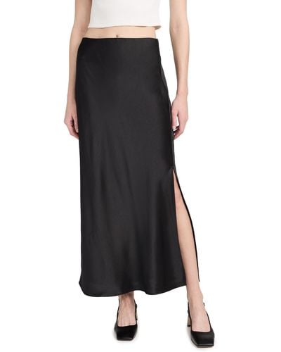 Madewell Satin Maxi Slip Skirt - Black