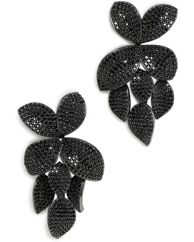 Shashi Pave Flower Earrings - Black