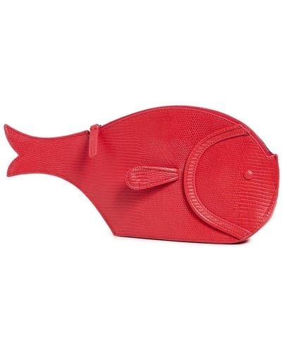 STAUD Pesce Leather Clutch - Red