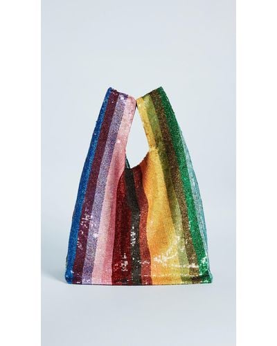 Ashish Striped Sequin-embellished Bag - Multicolor