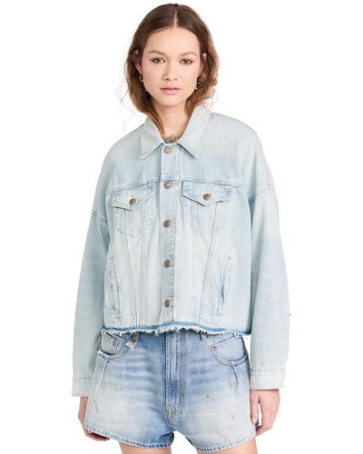 R13 Oversized Cut-off Trucker Jacket - Blue