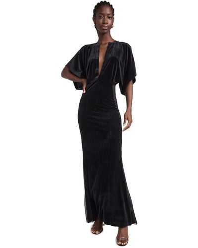 Norma Kamali Obie Gown W/mesh Sides - Black