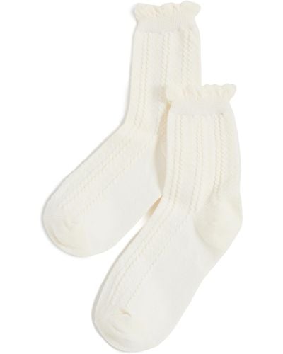 Stems Pointelle Crew Socks - White