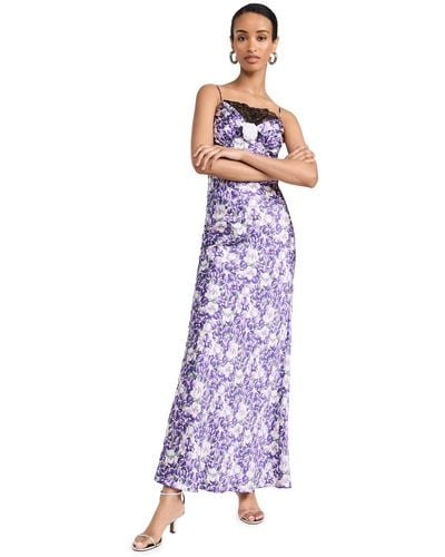 Rodarte Iris Silk Satin Bias Dress - Purple