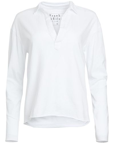 Frank & Eileen Frank & Eieen Popover Top - White