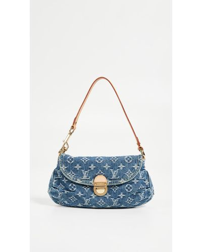 What Goes Around Comes Around Louis Vuitton Denim Pleaty Mini Shoulder Bag - Blue