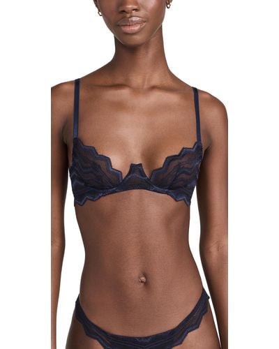 Buy COCO DE MER Mariposa Embroidered Tulle And Satin Underwired Plunge Bra  - Green At 40% Off