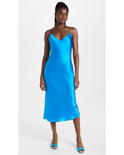 L'Agence Seridie Mid Length Silk Slip Dress - Blue