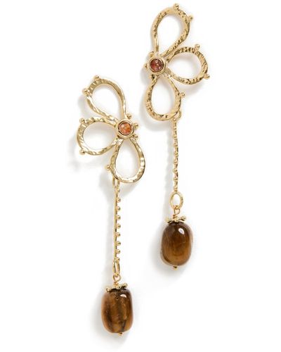 Ulla Johnson Hammered Chain Flower Drop Earrings - White