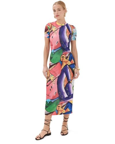 Stella Jean Short Sleeved Dress Corta - Multicolour