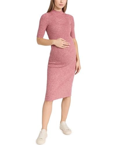 HATCH The Penelope Rib Knit Dress - Pink