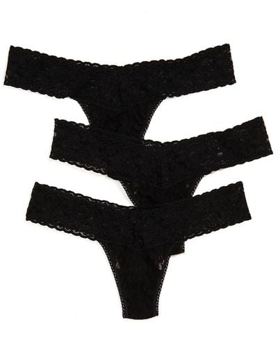 Hanky Panky 3 Pack Signature Lace Low Rise Thong - Black