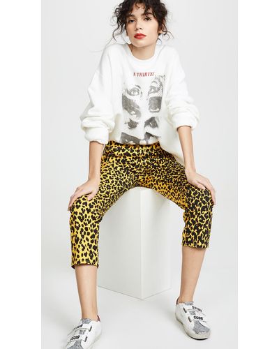 R13 Leopard Print Jeans - Yellow