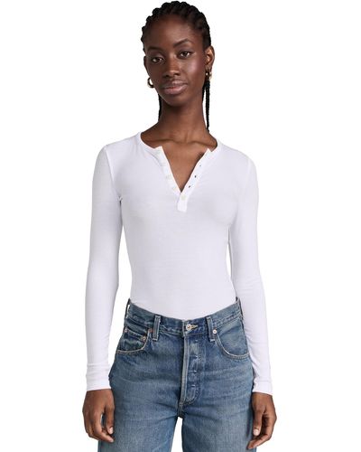 FAVORITE DAUGHTER The Heney Ribbed Ong Eeve Tee - White