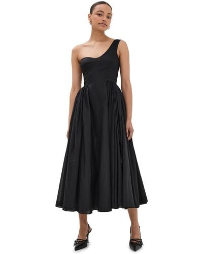 A.W.A.K.E. MODE A. W.a. K.e. Mode Asymmetrical Off Shoulder Dress With Gathered Skirt - Black