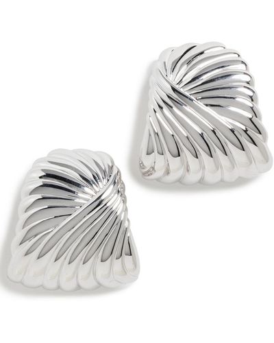 Missoma Wavy Ridge Ripple Oversized Stud Earrings - White