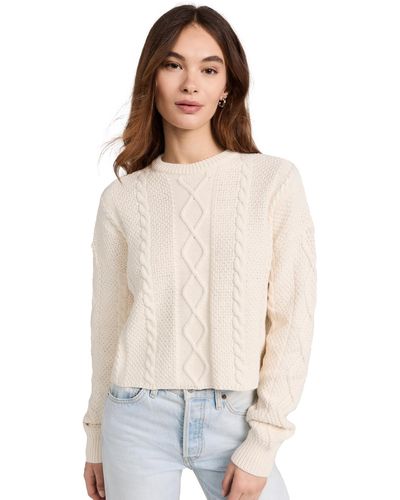 ASKK NY Cable Cropped Crew Sweater - White
