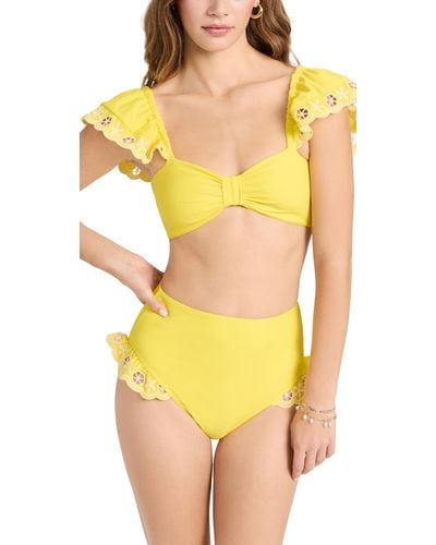 Sea Ea Arabella Embroidered Bikini Top - Yellow