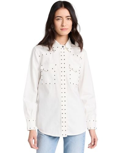 7 For All Mankind Emilia Hirt With Tud Whiper White