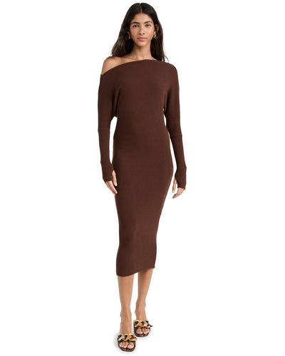 Enza Costa Knit Souch Dress Sadde Brown - Multicolor