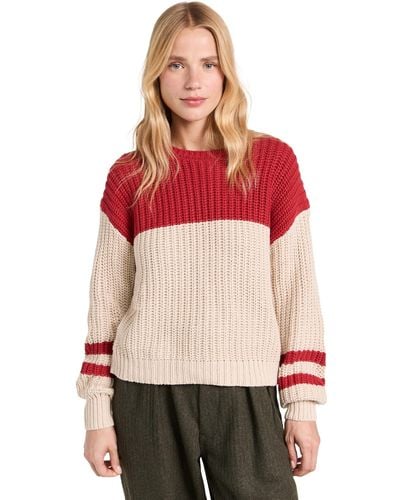 Z Supply Z Suppy Yndon Sweater Oat/chii Pepper - Red