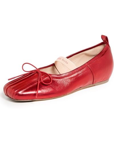 Simone Rocha Classic Pleated Ballerina Flats With Band - Red