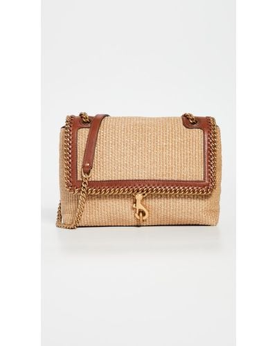 Rebecca Minkoff Edie Flap Shoulder With Woven Chain Strap - Natural