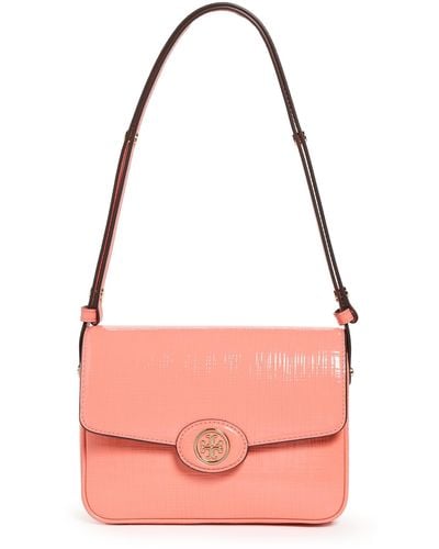 Tory Burch Robinson Crosshatched Convertible Shoulder Bag - Pink