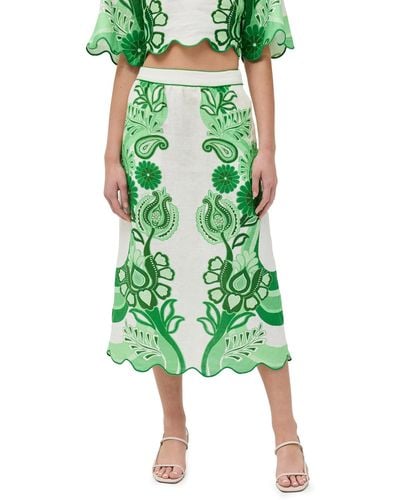 FARM Rio Midi Skirt - Green