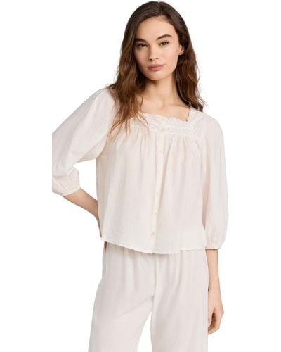 The Great The Eyelet Button Sleep Top - White