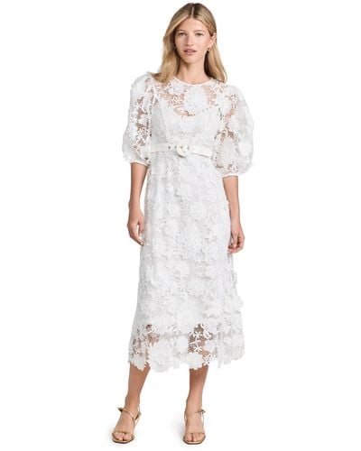 Zimmermann Halliday Lace Flower Dress - White