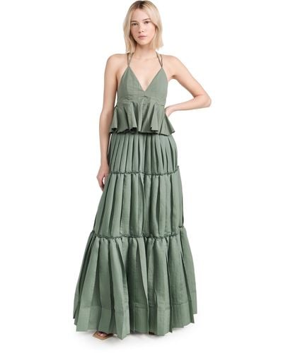 Jonathan Simkhai Delania Sleeveless Pleated Maxi Dress - Green