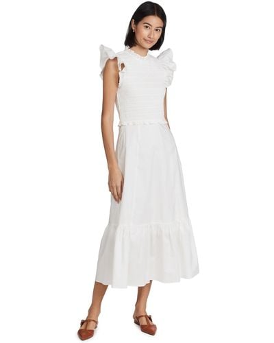 Sea Flutter Sleeve Dress - White