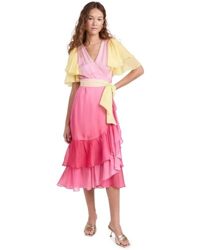 Prabal Gurung Flutter Sleeve Wrap Dress - Pink