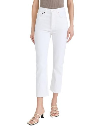 Agolde Riley High Rise Crop Jeans - White