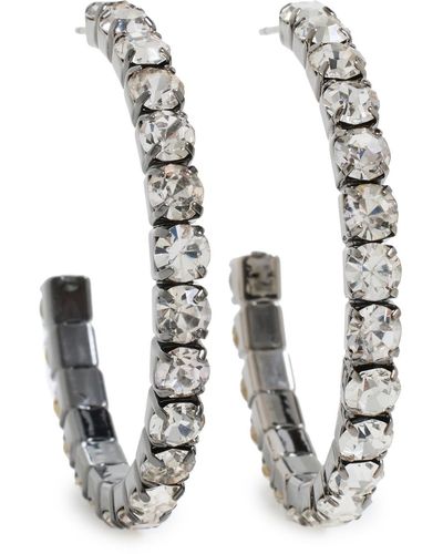 Roxanne Assoulin Rhinestone Chain Hoop Earrings - White