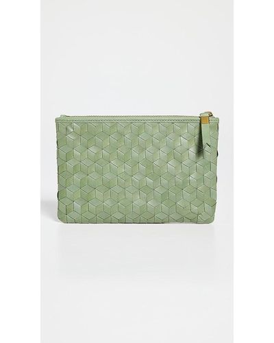 Madewell Leather Pouch Clutch Woven - Green