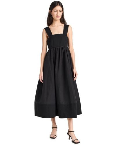 Tibi Linen Cotton Voile Sculpted Dress - Black