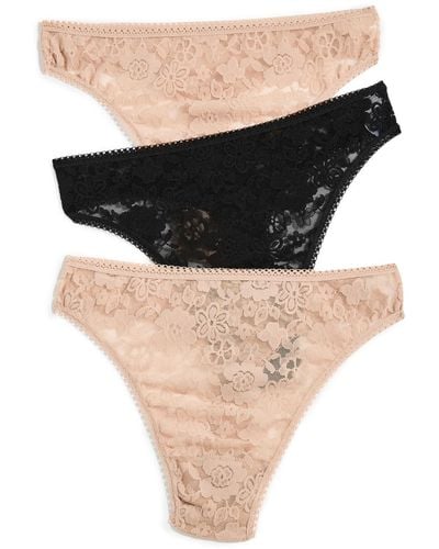 Hanky Panky Daily Lace High Cut Thong 3 Pack - Black