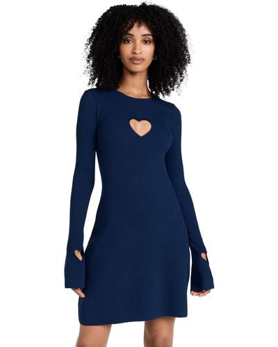 Mach & Mach Ach & Ach Rib Knitted Dress With Heart Details - Blue