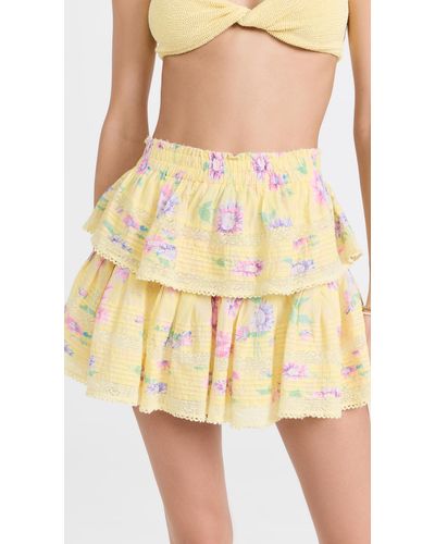 LoveShackFancy Ruffle Mini Skirt - Yellow
