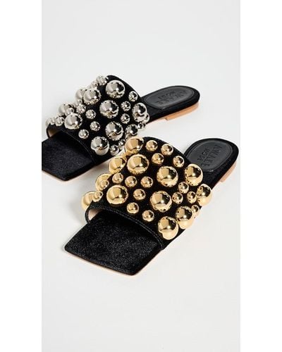A.W.A.K.E. MODE A. W.a. K.e. Mode Roberta Embellished Slide Sandals - Black