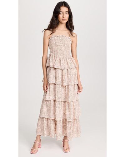 English Factory Floral Socked Ulti Tiered Dress - Natural