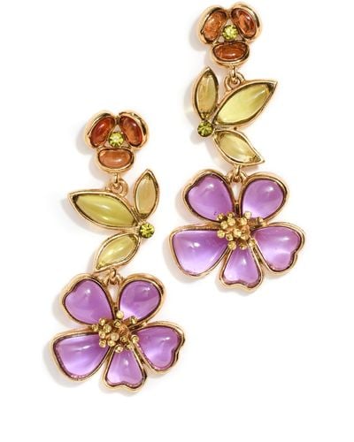 Oscar de la Renta Cloudy Resin Floral Chandelier Earrings - Purple