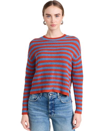 Autumn Cashmere Striped Shaker Cashmere Sweater - Red