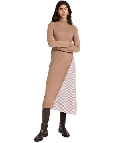 NAADAM Asymmetrical Wool Cashmere Hybrid Turtleneck Dress - Black